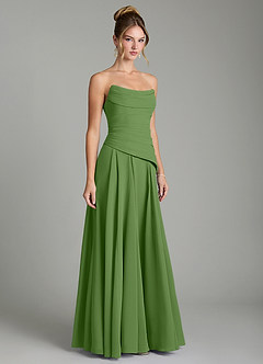Azazie Gabriela Bridesmaid Dresses Basil A-Line Corset Chiffon Dress image5