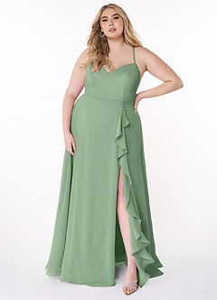 Azazie Naeem Bridesmaid Dresses Matcha A-Line V-Neck Ruffle Chiffon Dress image7