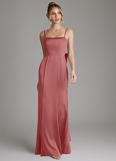 Azazie Zherra Bridesmaid Dresses Antique Rose Mermaid Bow Stretch Satin Dress image4