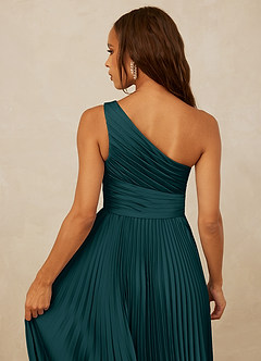 Christian Siriano Bridal for Azazie 1008 Bridesmaid Dresses Pine A-Line One Shoulder Stretch Satin Dress image6