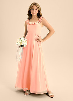 Azazie Callie Junior A-Linie Gestreift Chiffon Kleid Sonnenuntergang image6
