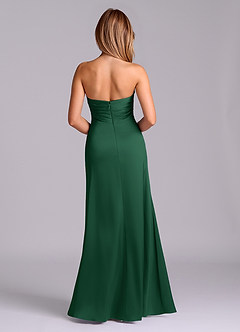Azazie Sabrine Jurken voor bruidsmeisjes Jurk van Stretch Satijn met A-Lijn Sweetheart Halslijn Donkergroen image2