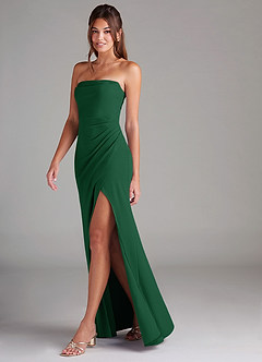 Azazie Leonis Bridesmaid Dresses Dark Green Sheath Strapless Stretch Crepe Convertible Dress image7