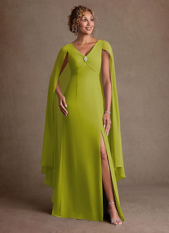 Azazie Boudica Kleider für die Brautmutter A-Linie Plissee Chiffon Kleid Zitronengras image3