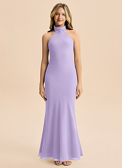 Azazie Velli Junior Lilac Mermaid High Neck Chiffon Dress image3
