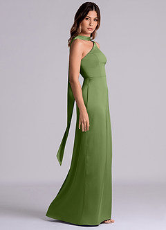 Azazie Phaedra Brautjungfernkleider A-Linie One-Shoulder Stretch-Satin Kleid Wacholder image3