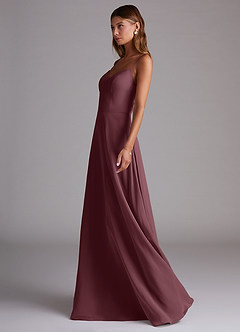 Azazie Marley Jurken voor bruidsmeisjes Converteerbaar Jurk van Chiffon met A-Lijn Off the Shoulder Sangria image6
