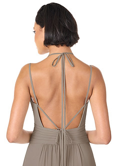 Azazie Farren Bridesmaid Dresses Taupe A-Line Pleated Chiffon Convertible Dress image6