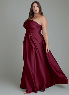 Azazie Lucienne Vestidos de damas de honor Vestido Mora de Satén Elástico de Línea A Convertible con Palabra de honor image12