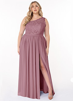 Azazie Demi Bridesmaid Dresses Vintage Mauve A-Line One Shoulder Chiffon Dress image7