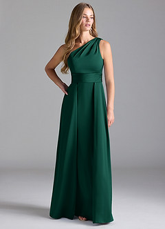 Azazie Dallas Jurken voor bruidsmeisjes Jurk van Stretch Satijn met A-Lijn One-Shoulder Smaragd image3