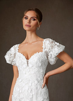 Azazie Vivienne Wedding Dresses Diamond White A-Line Sweetheart Lace Dress image8