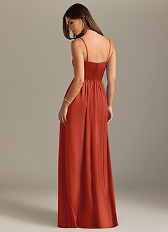 Azazie Calianna Bridesmaid Dresses Rust A-Line Off the Shoulder Stretch Satin Convertible Dress image2