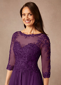 Azazie Corinne Mother of the Bride Dresses Grape A-Line Sequins Chiffon Dress image6