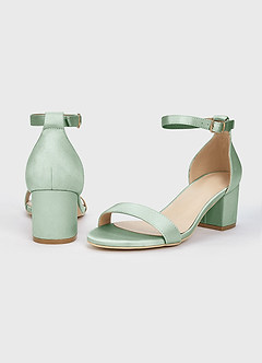 front Matching Color Matte Satin Block Heel Sandals & Envelope Clutch Set