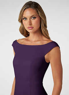Azazie Nicolina Bridesmaid Dresses Plum Mermaid Square Neckline Stretch Crepe Dress image5