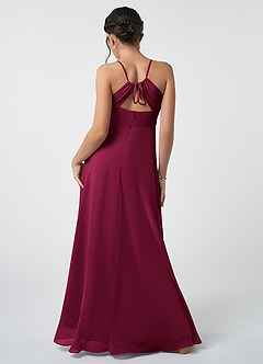 Azazie Avelina Junior Burgundy A-Line Pleated Chiffon Dress image3