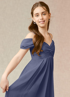 Azazie Kaitlynn Junior Stormy A-Line Off the Shoulder Chiffon Dress image6