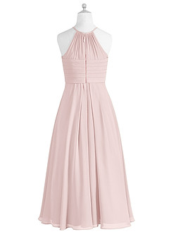 Azazie Ginger Junior Blushing Pink A-Line Pleated Chiffon Dress image8