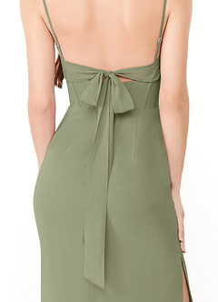 Azazie Mai Bridesmaid Dresses Pistachio Sheath Pleated Chiffon Dress image6