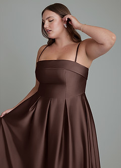 Azazie Lucienne Bridesmaid Dresses Ganache A-Line Strapless Stretch Satin Convertible Dress image14