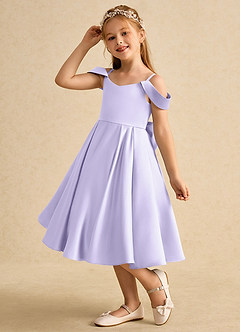 Azazie Favia vestidos de niña de las flores Vestido de Lila de Satin Mate de Corte En A con Vestidos sin tirantes image6