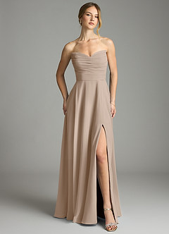 Azazie Ayla Abiti da Damigella Abito A-Line in Chiffon Scollo a Cuore Taupe image6