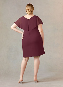 Azazie Julia Mother of the Bride Dresses Cabernet Sheath V-Neck Pleated Chiffon Dress image7