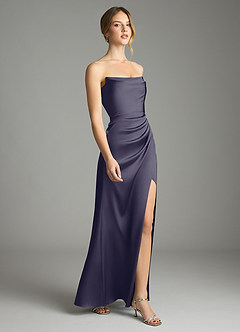 Azazie Leonis Bridesmaid Dresses Stormy Mermaid Pleated Stretch Satin Convertible Dress image6
