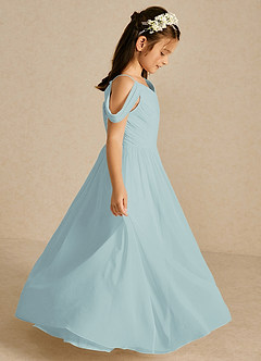 Azazie Chelle Flower Girl Dresses Sea Glass A-Line Pleated Chiffon Dress image4