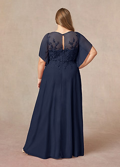 Azazie Cavell Mother of the Bride Dresses Dark Navy A-Line Sequins Mesh Dress image11