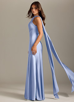 Azazie Kinsley Bridesmaid Dresses Ice Mermaid Side Slit Stretch Satin Dress image4