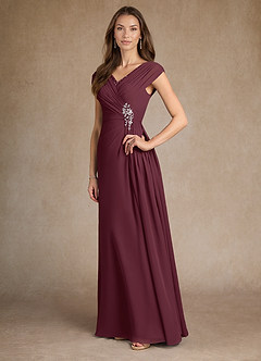 Azazie Bronson Kleider für die Brautmutter A-Linie Plissee Chiffon Kleid Cabernetrot image4