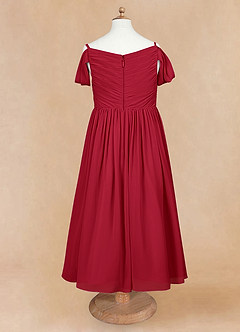 Azazie Chelle Flower Girl Dresses Scarlet A-Line Pleated Chiffon Dress image7