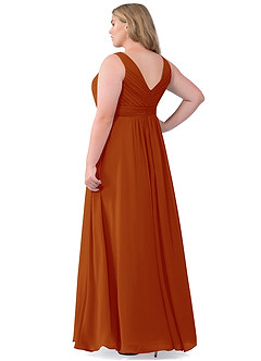 Azazie Pierrette Final Sale Paprika A-Line Pleated Chiffon Dress image14