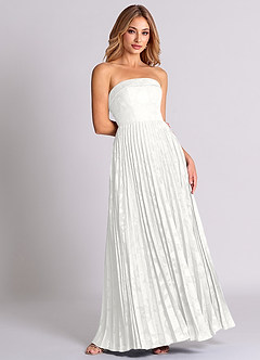 Azazie Mariana Bridesmaid Dresses White A-Line Strapless Floral Burnout Convertible Dress image4