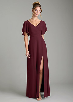 Azazie Ambrosia Bridesmaid Dresses Cabernet A-Line Pleated Chiffon Dress image1