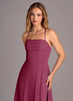 Azazie Carolyn Brautjungfernkleider A-Linie Plissee Chiffon Kleid Maulbeerrot image2