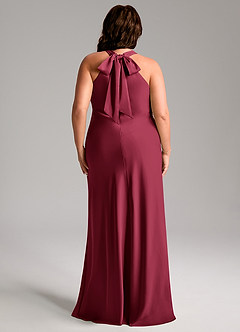 Azazie Doretta Bridesmaid Dresses Burgundy Mermaid Pleated Stretch Satin Dress image6