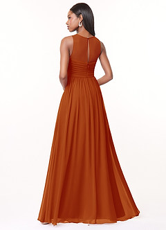 Azazie Nina Bridesmaid Dresses Paprika A-Line Pleated Chiffon Dress image2