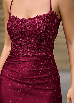 Beatrice Burgundy Mermaid Stretch Satin Prom Dress image5
