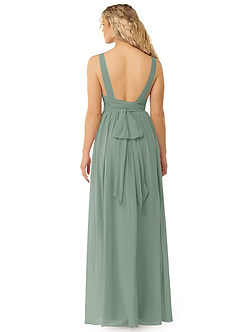 Azazie Kora Bridesmaid Dresses Silver Sage A-Line Pleated Chiffon Dress image4