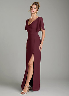 Azazie Ambrosia Bridesmaid Dresses Cabernet A-Line Pleated Chiffon Dress image4