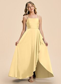Azazie Naveah Junior Butter A-Line Ruched Stretch Satin Dress image7