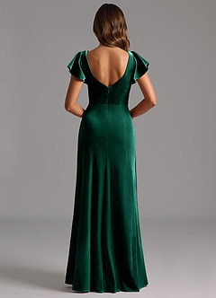 Azazie Omari Bridesmaid Dresses Emerald A-Line Pleated Velvet Dress image6