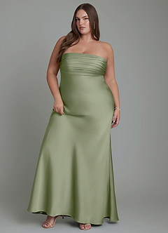 Azazie Saylor Suknie dla druhen Syrena Bez Ramiączek Satyna elastyczna Do ziemi Sukienka image1