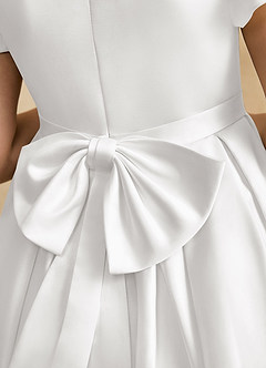 Azazie Pearl Abiti da Ragazza di Fiori Abito Principessa in Raso Opaco Plissettato Bianco image8