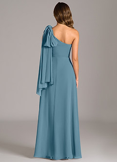 Azazie Tella Brautjungfernkleider A-Linie One-Shoulder Chiffon Kleid Bermudablau image7