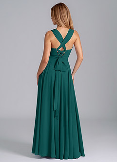 Azazie Darana Bridesmaid Dresses Peacock A-Line Corset Chiffon Dress image7