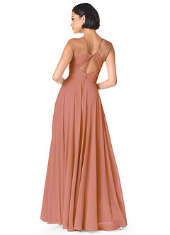 Azazie Avelina Vestidos de damas de honor Vestido de Mai Tai de Gasa de Corte en A con Cuello en V Plisado image2